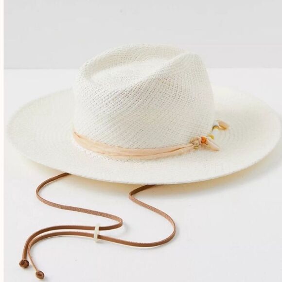 Free People Georgia Shell Embellished Straw Hat M - Picture 12 of 12